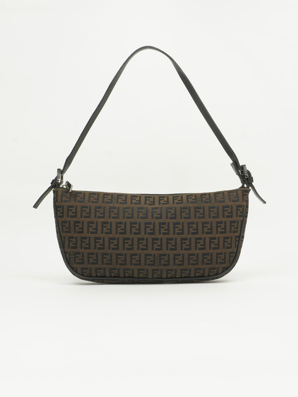 FENDI ZUCCA CRESCENT SHOULDER BAG