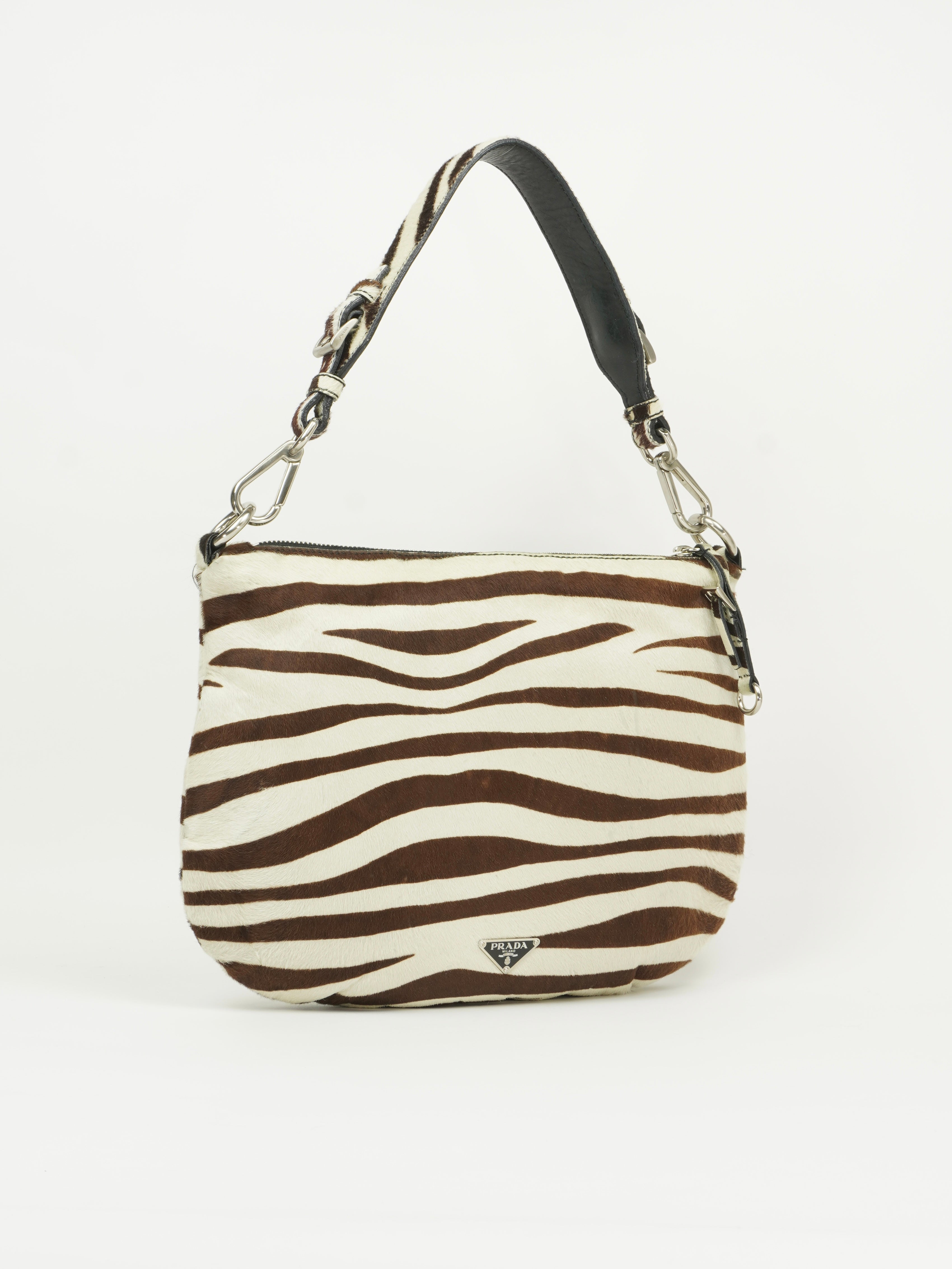 PRADA ZEBRA PRINT CAVALLINO HOBO BAG