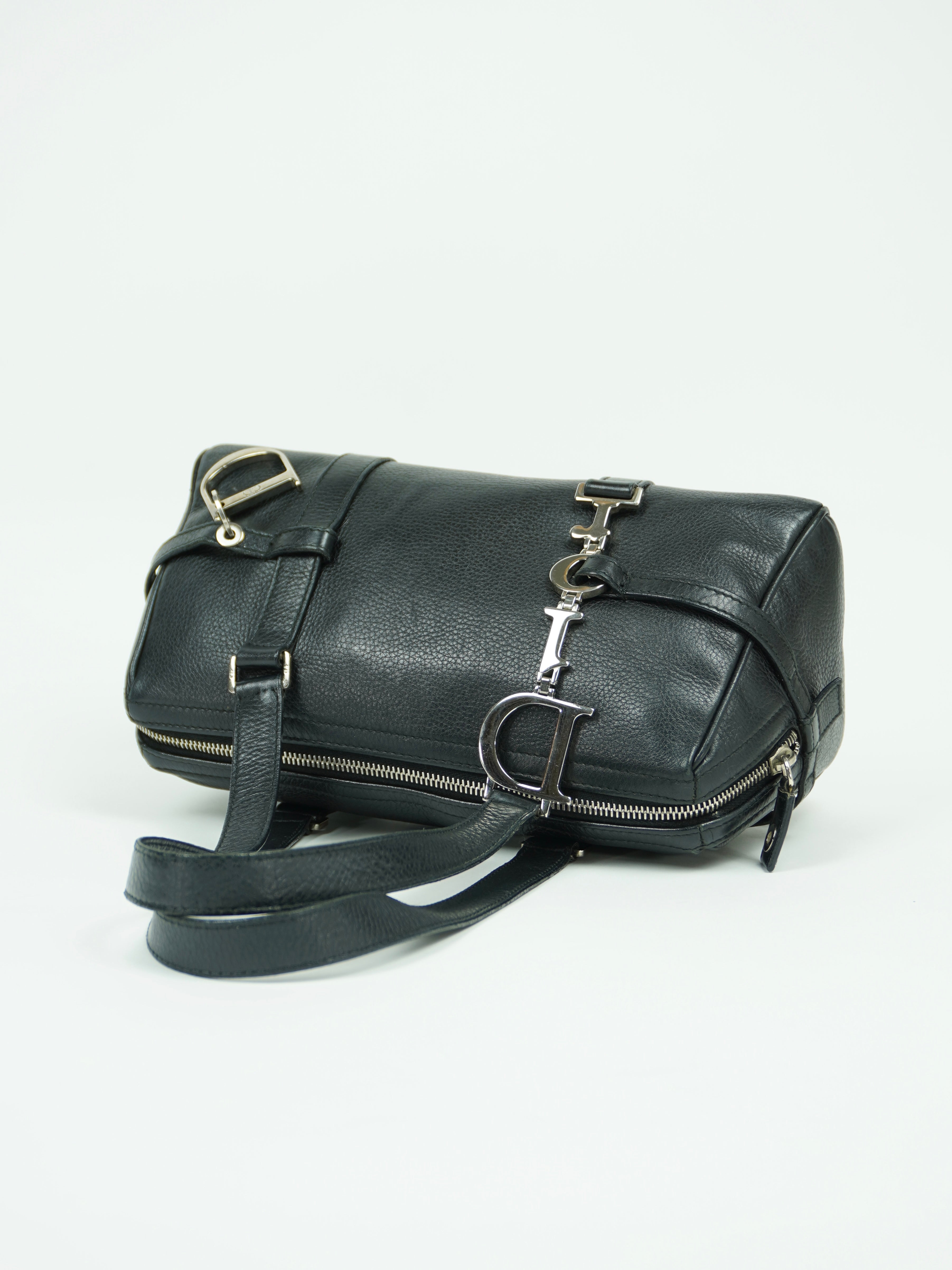 CHRISTIAN DIOR LEATHER BAG WITH SILVER HARDWARE