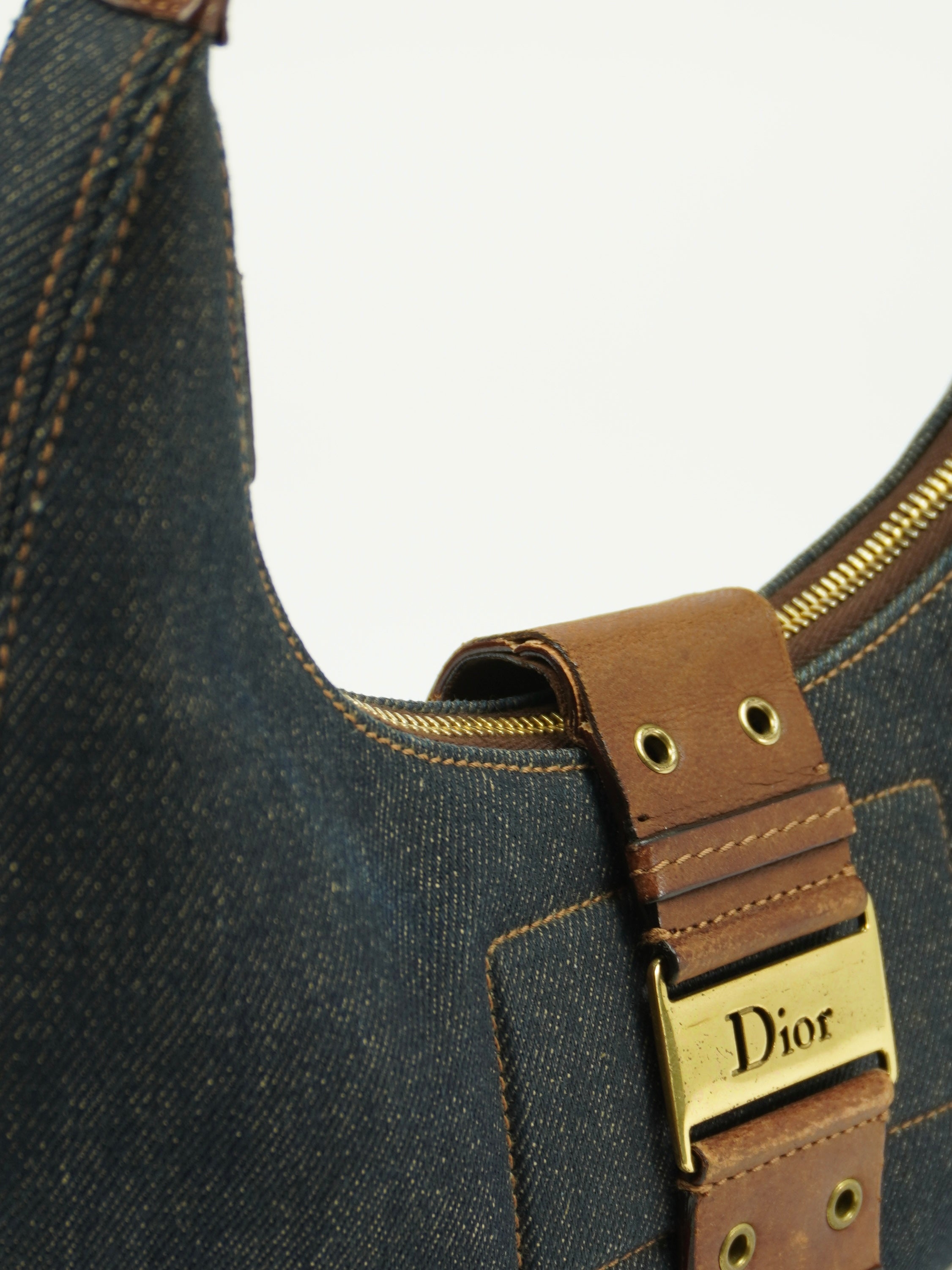 CHRISTIAN DIOR DENIM CRESCENT BAG