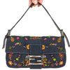 FENDI DENIM BEADED BAGUETTE SHOULDER BAG