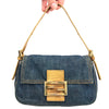 Fendi Denim Baguette Bag with Exotic Lizard Detailing