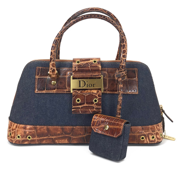 Christian Dior Street Chic Crocodile Denim Bag