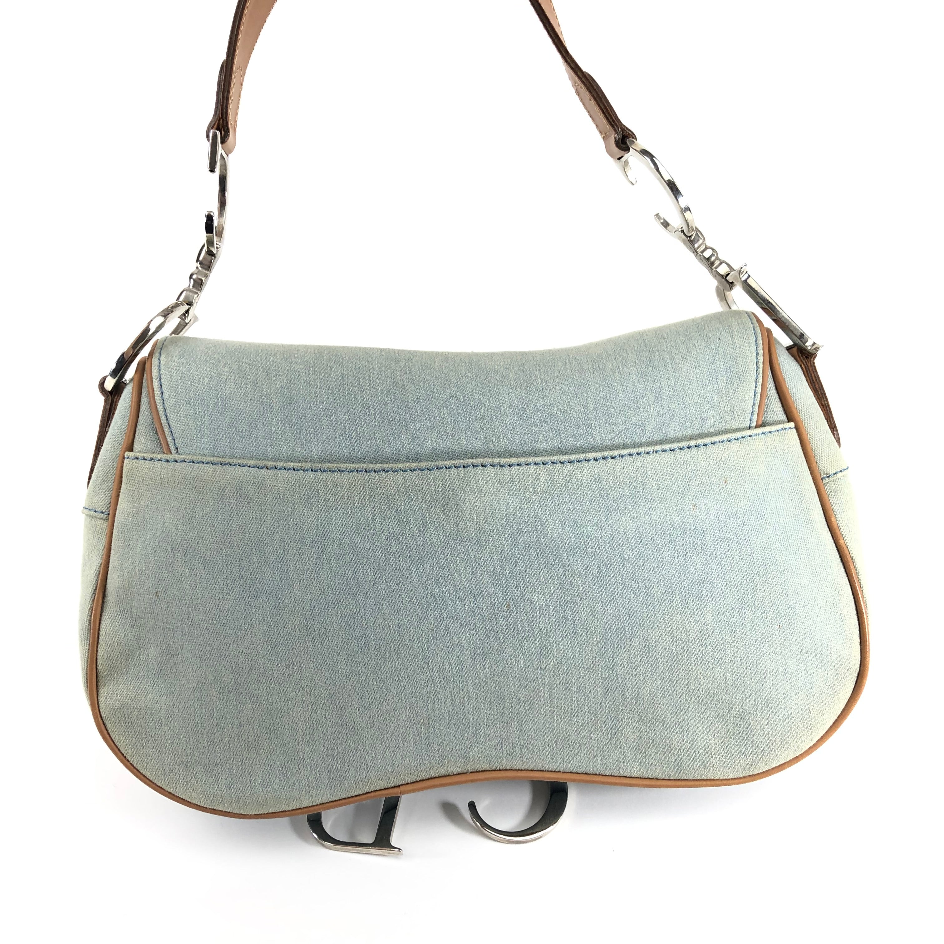 Christian Dior Denim Double Saddle Bag