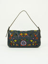 FENDI DENIM FLORAL BEADED BAGUETTE