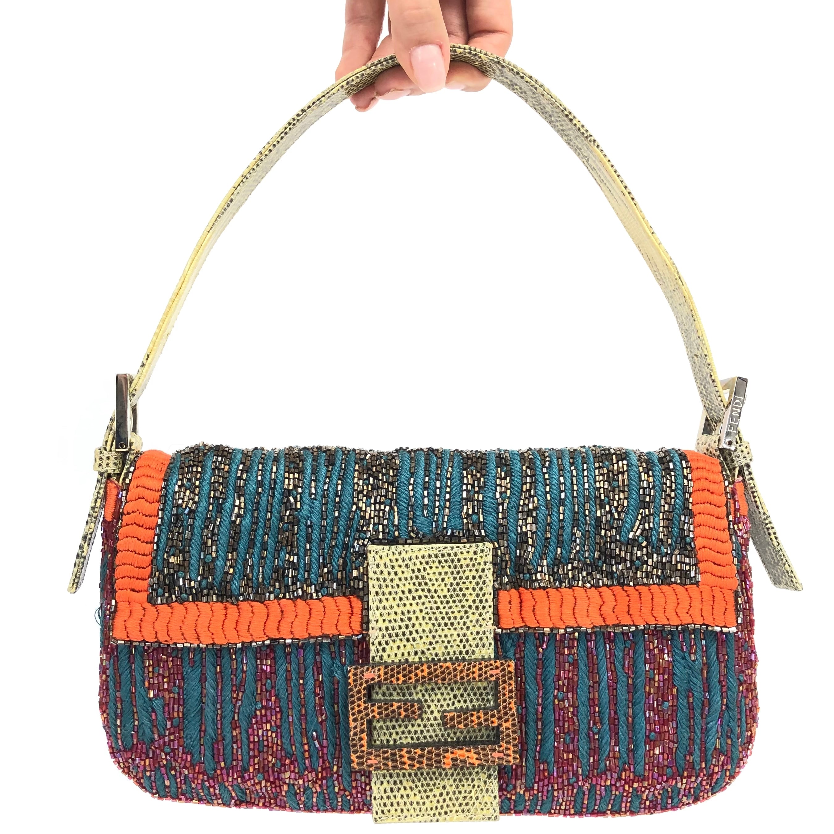 Fendi beaded baguette clearance handbag