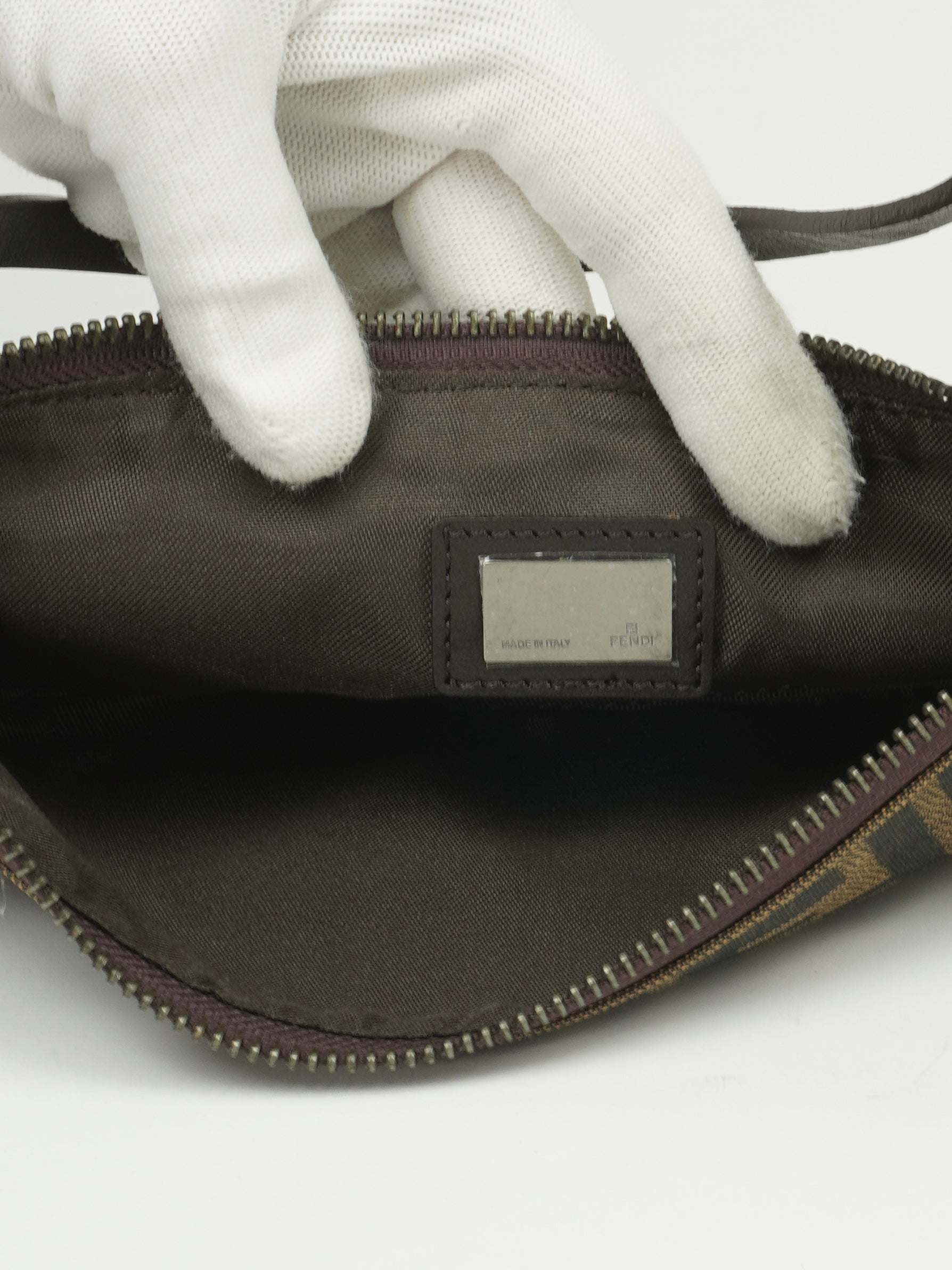 FENDI ZUCCA CRESCENT SHOULDER BAG