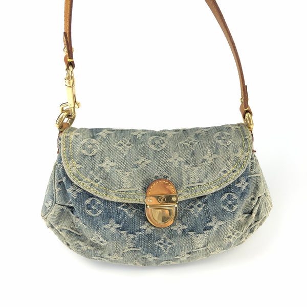 LOUIS VUITTON PLEATY DENIM SHOULDER BAG