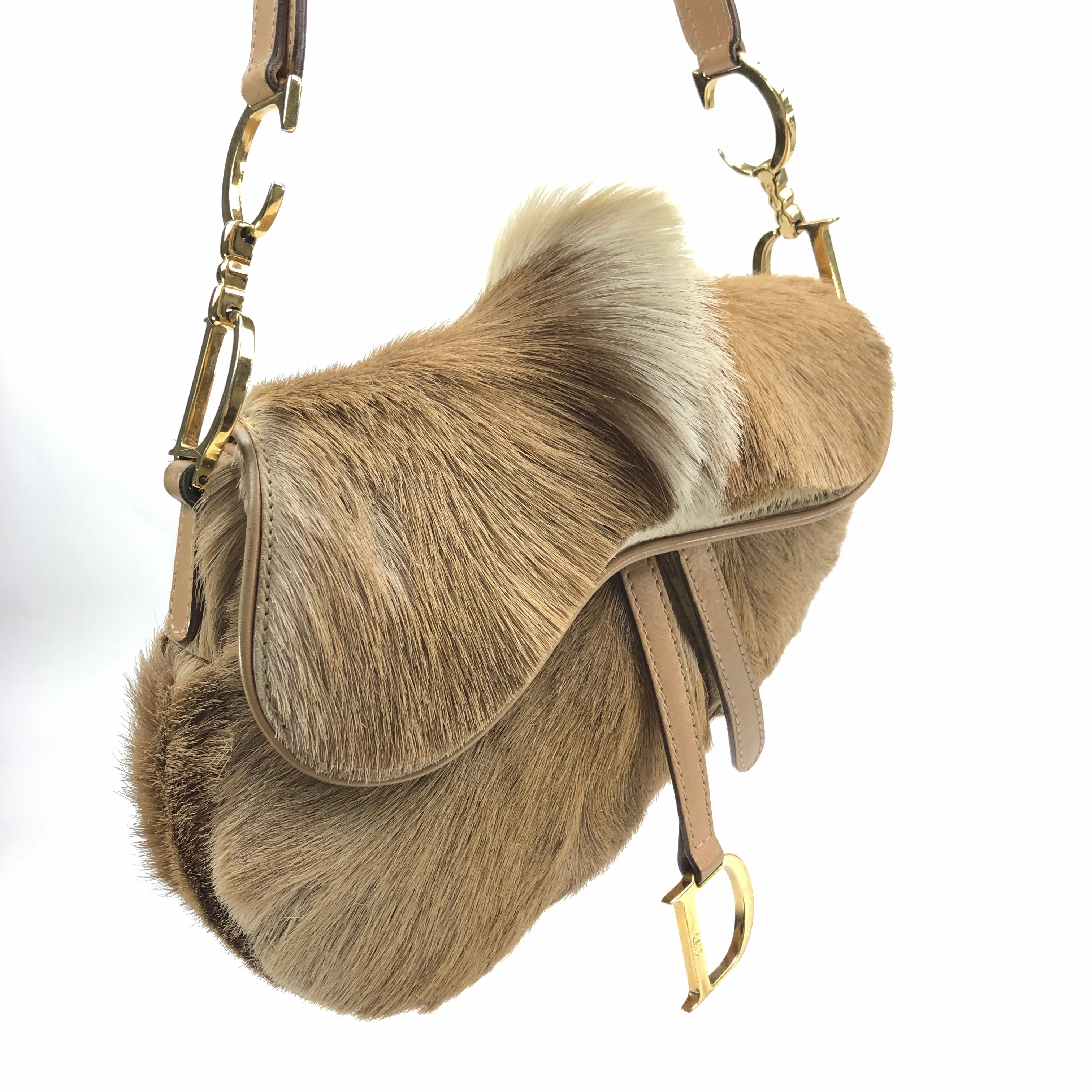 Christian Dior Pony Hair Mohawk Saddle Bag