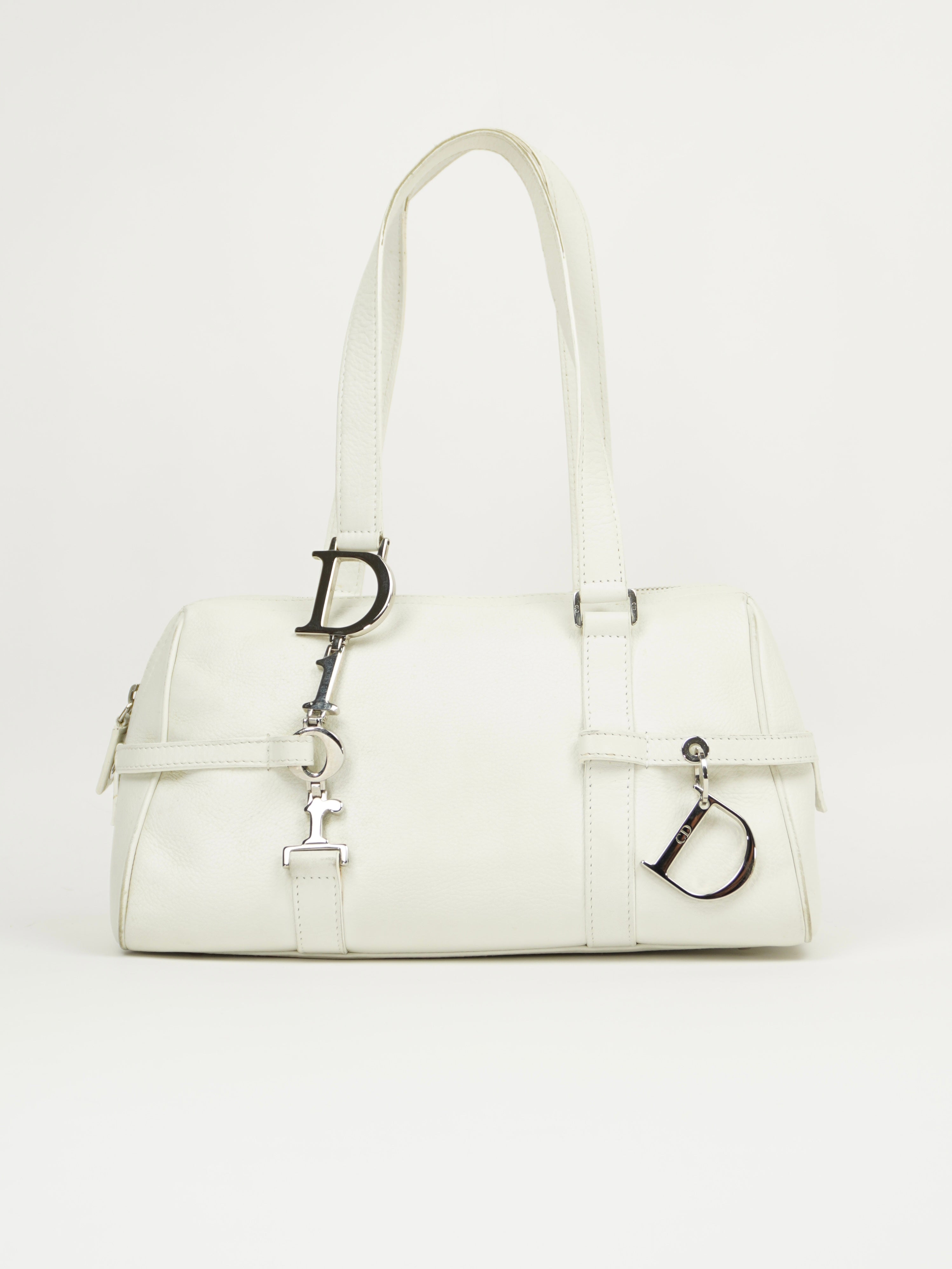 CHRISTIAN DIOR LEATHER BAG WITH SILVER HARDWARE