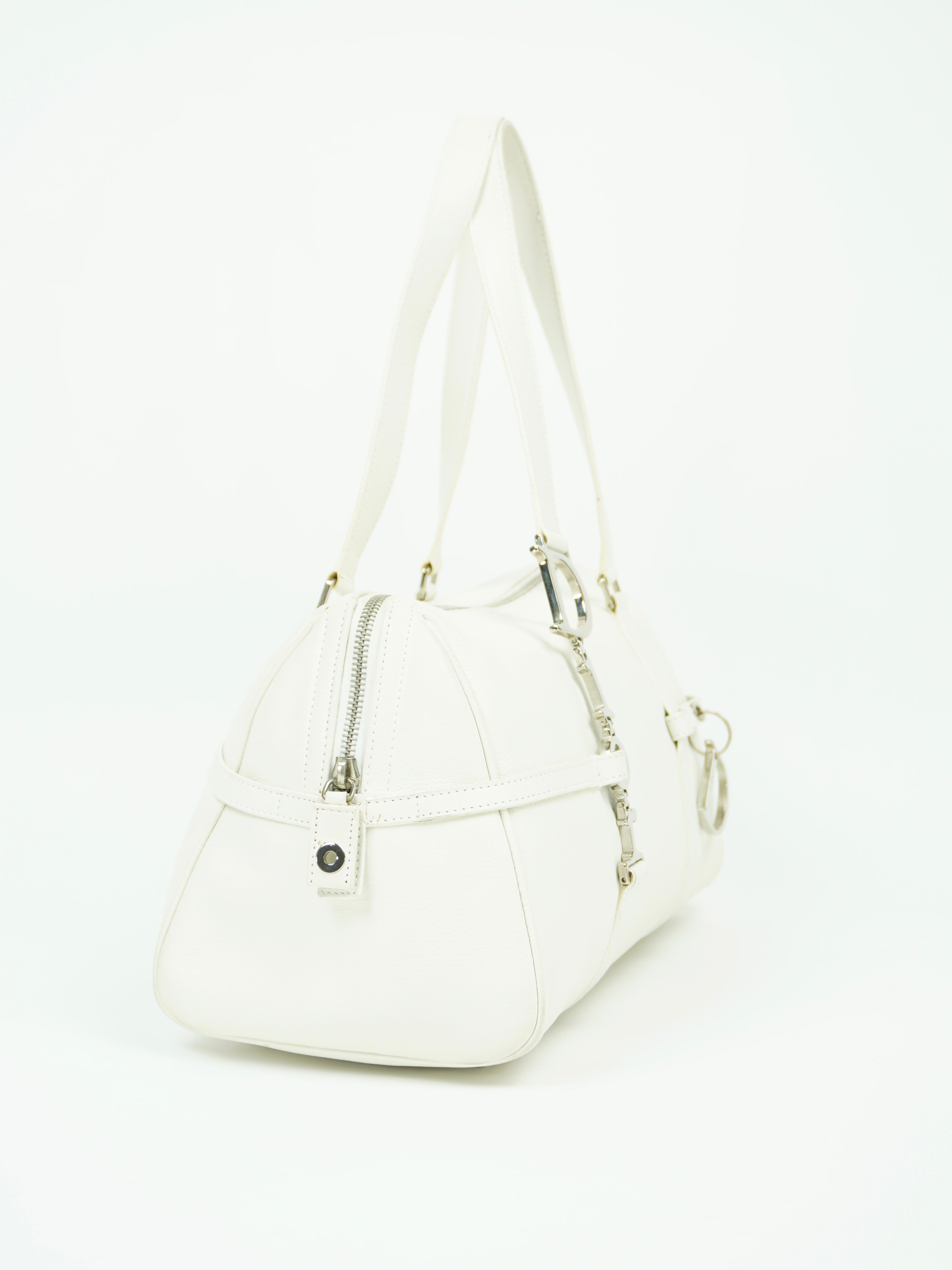 CHRISTIAN DIOR LEATHER BAG WITH SILVER HARDWARE