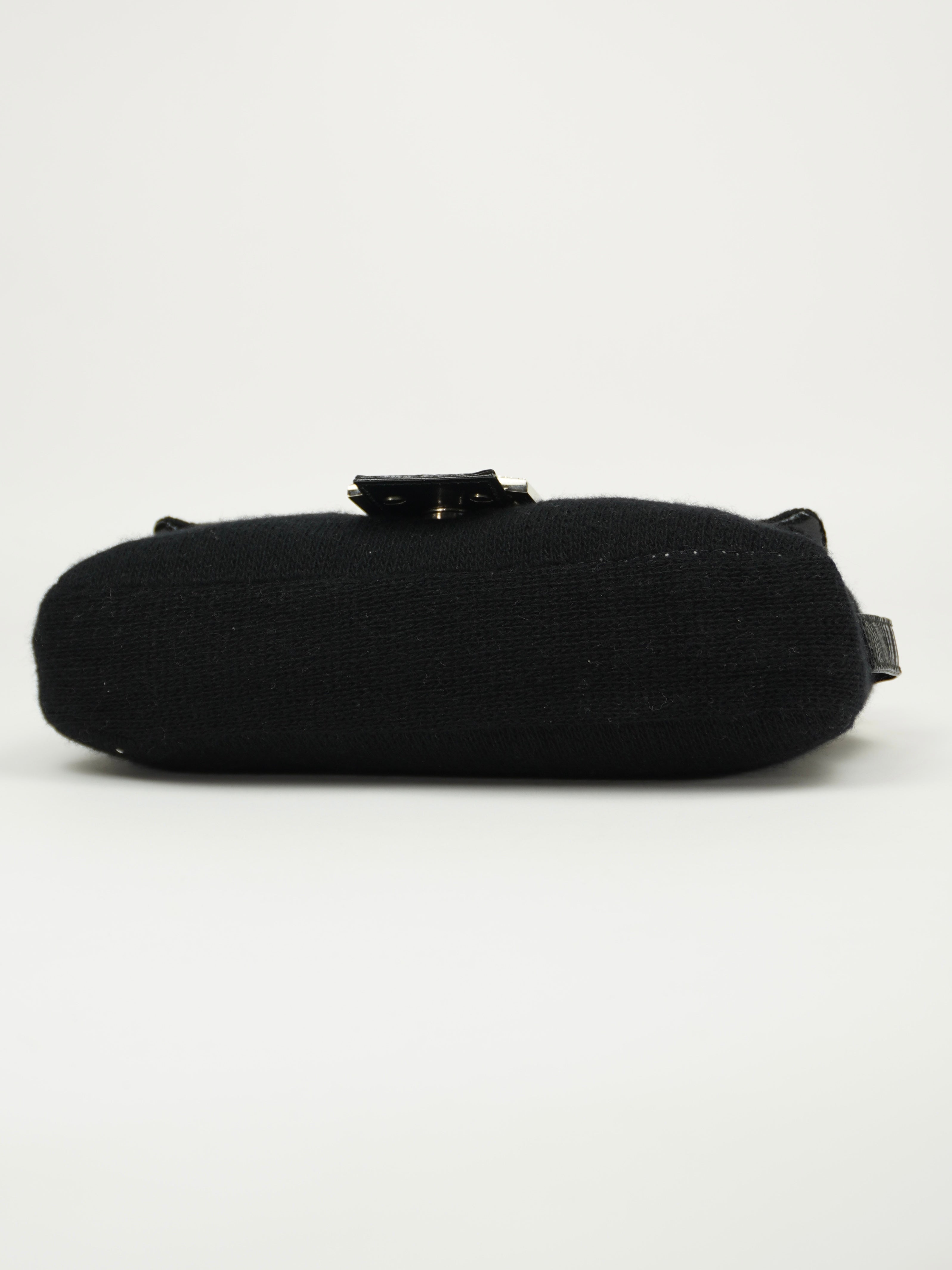 FENDI DIAMANTÉ CASHMERE BAGUETTE WITH LIZARD TRIM