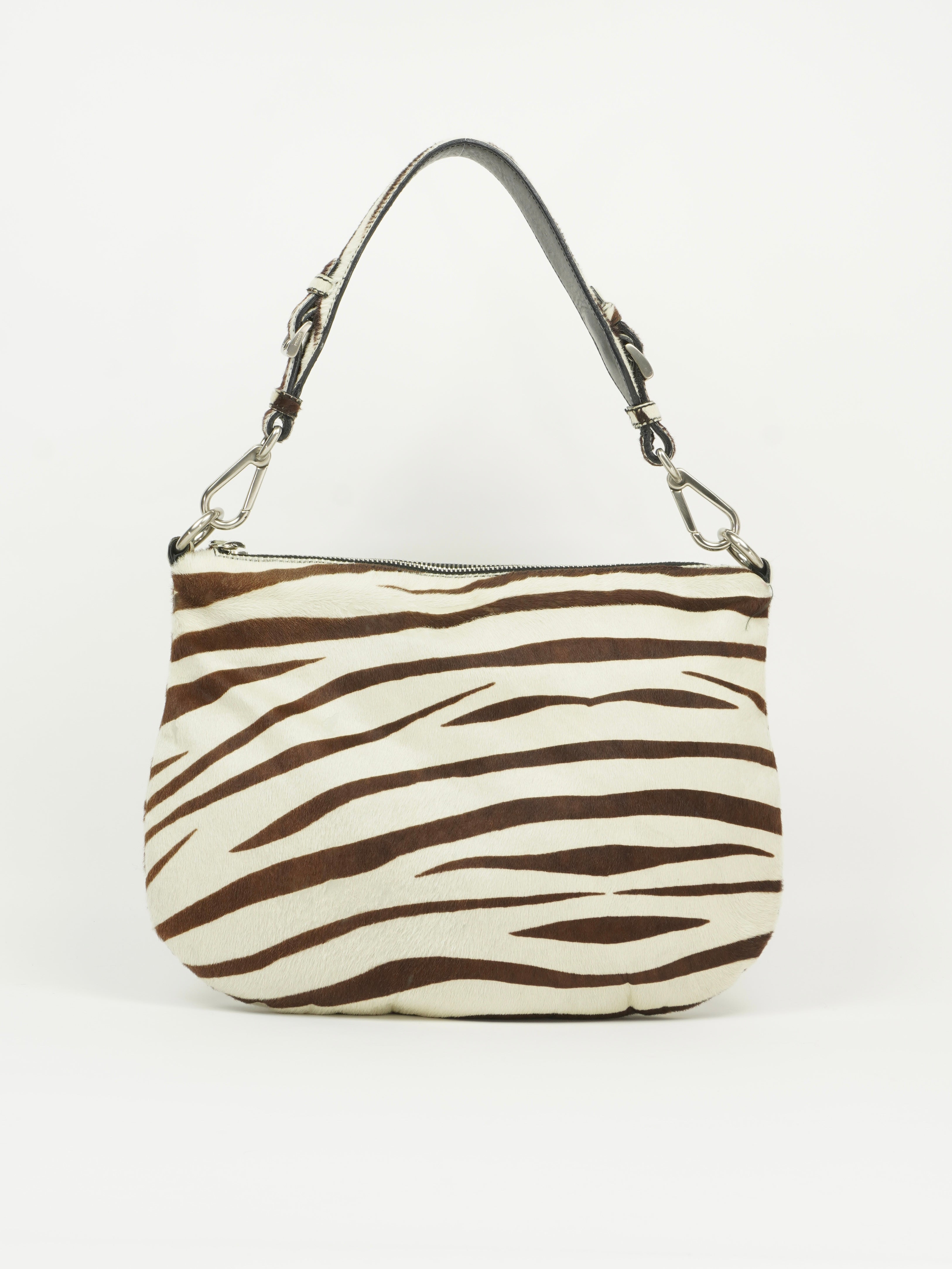 PRADA ZEBRA PRINT CAVALLINO HOBO BAG