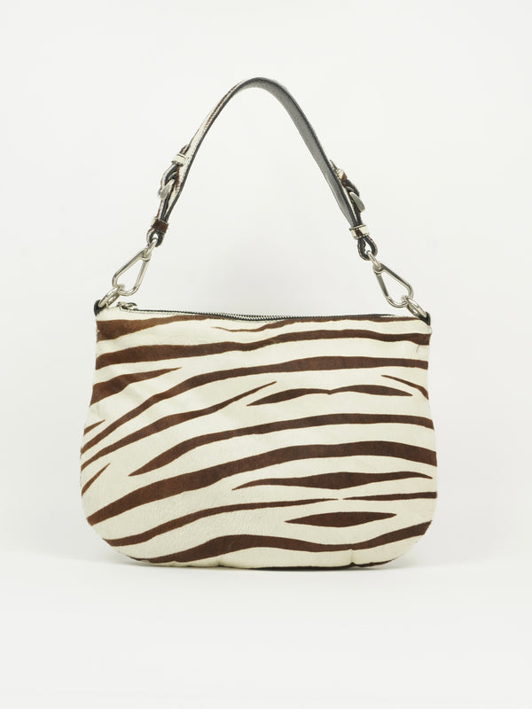 PRADA ZEBRA PRINT CAVALLINO HOBO BAG
