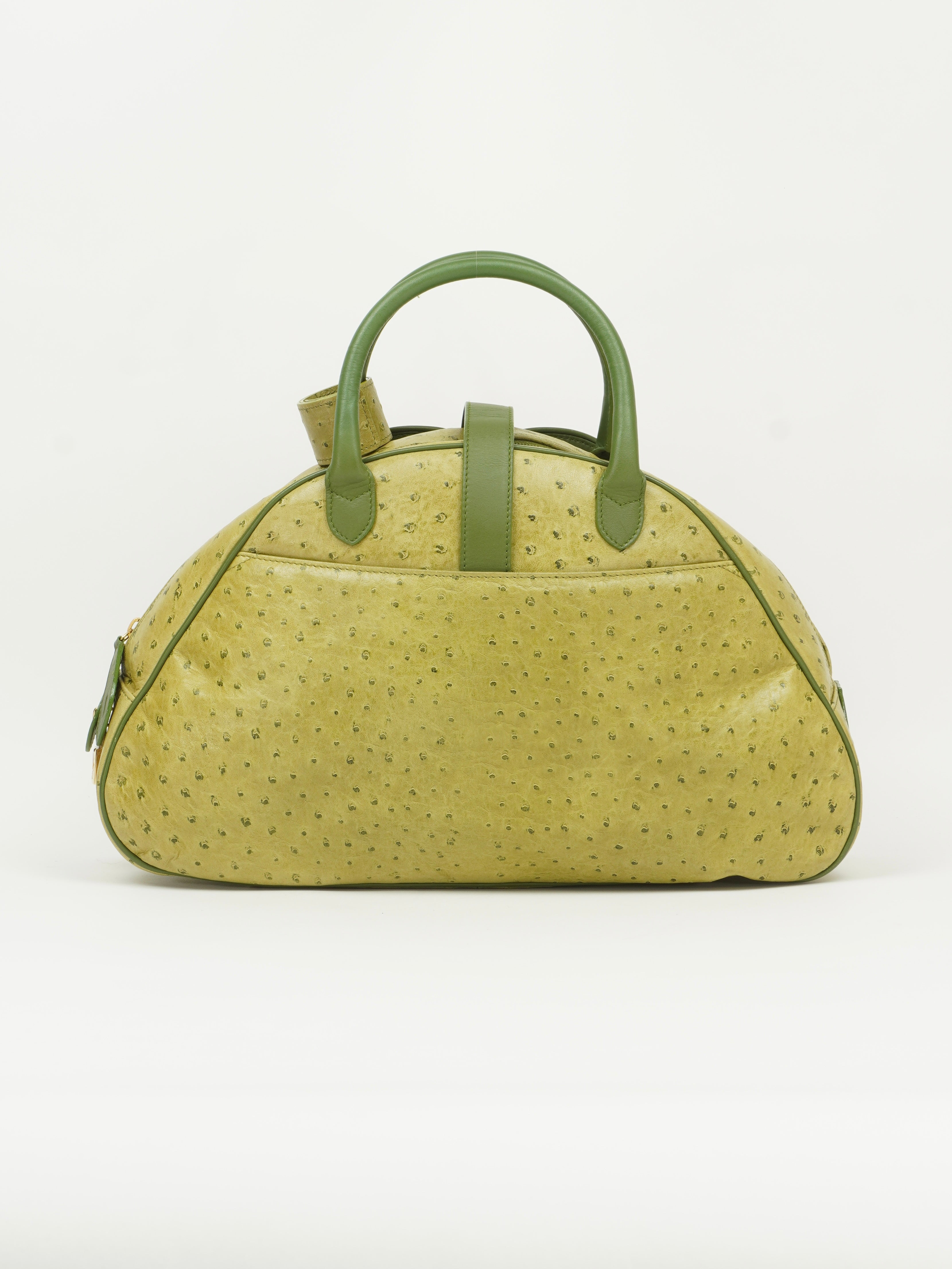 CHRISTIAN DIOR OSTRICH DOUBLE SADDLE BOWLER BAG