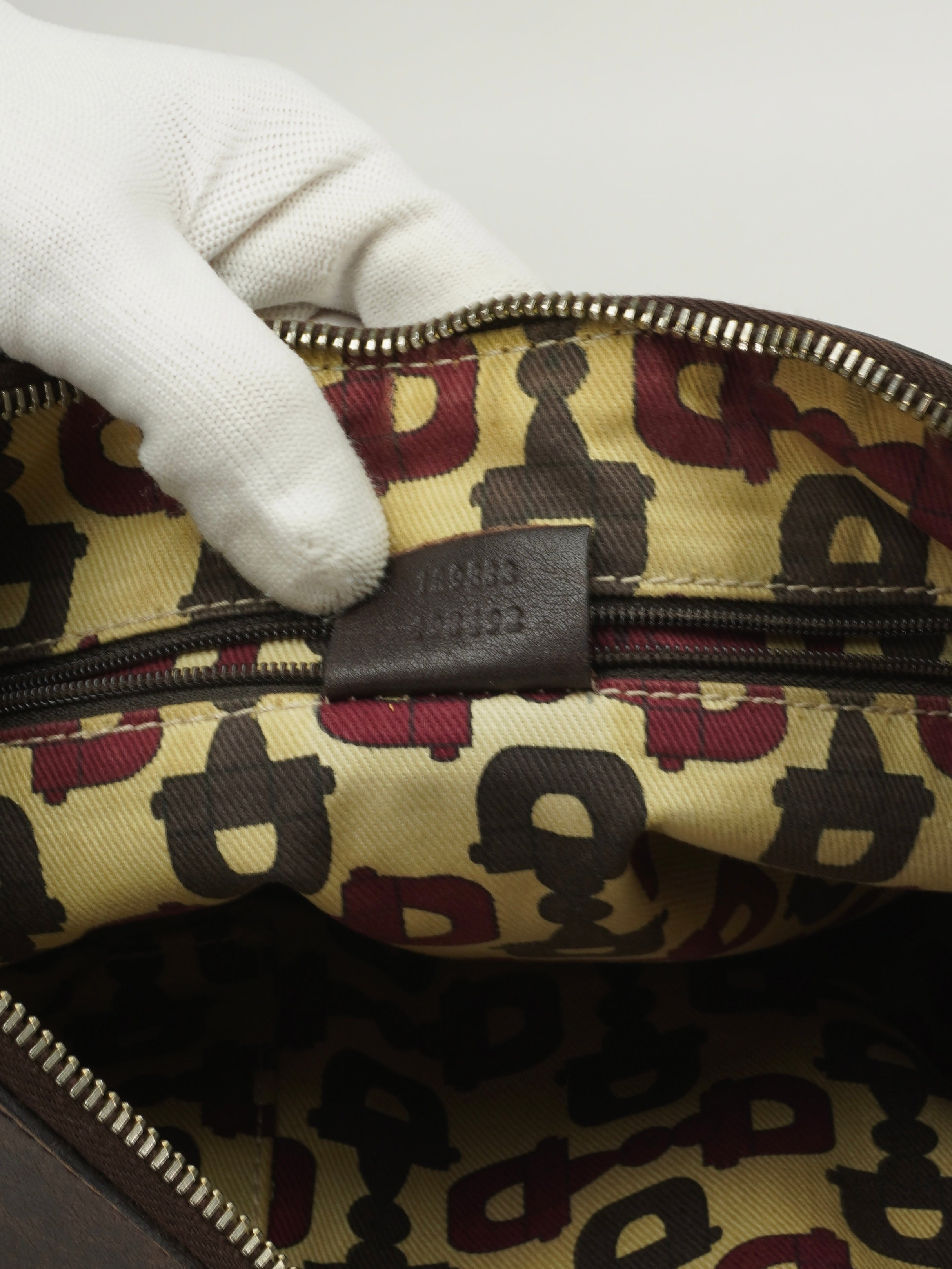 GUCCI MONOGRAM LEATHER ABBEY BAG