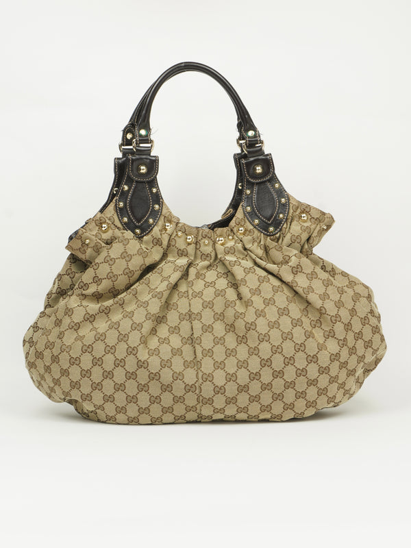 GUCCI MONOGRAM STUDDED PELHAM BAG