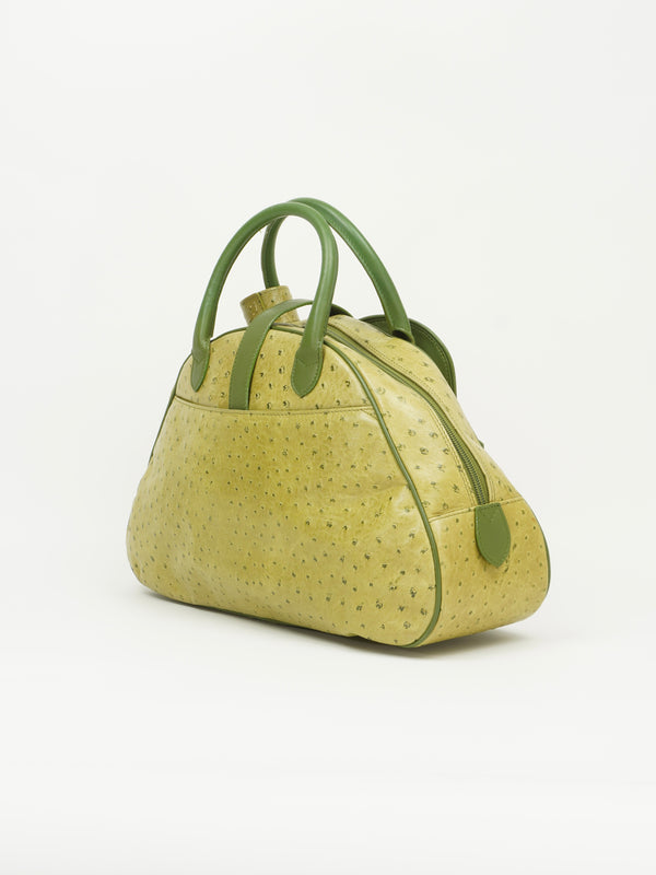 CHRISTIAN DIOR OSTRICH DOUBLE SADDLE BOWLER BAG