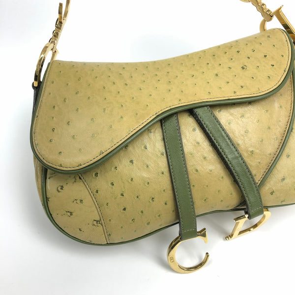 Christian Dior Ostrich Leather Double Saddle Bag