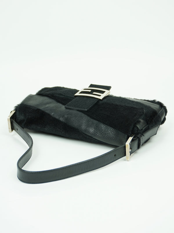 FENDI CALF HAIR AND LEATHER BAGUETTE