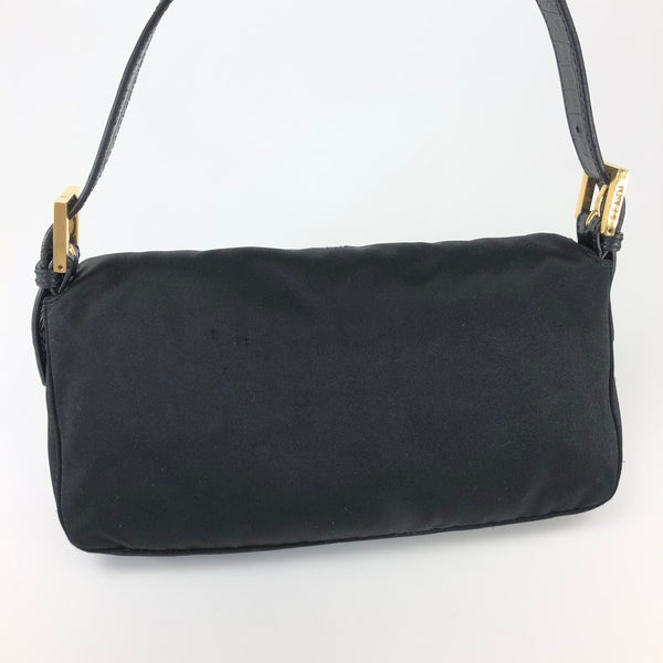 FENDI SATIN BAGUETTE BAG WITH DIAMANTÉ DETAILING