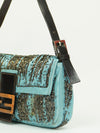 FENDI SILK BEADED BAGUETTE WITH LIZARD TRIM