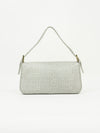FENDI SILVER LEATHER LOGO BAGUETTE
