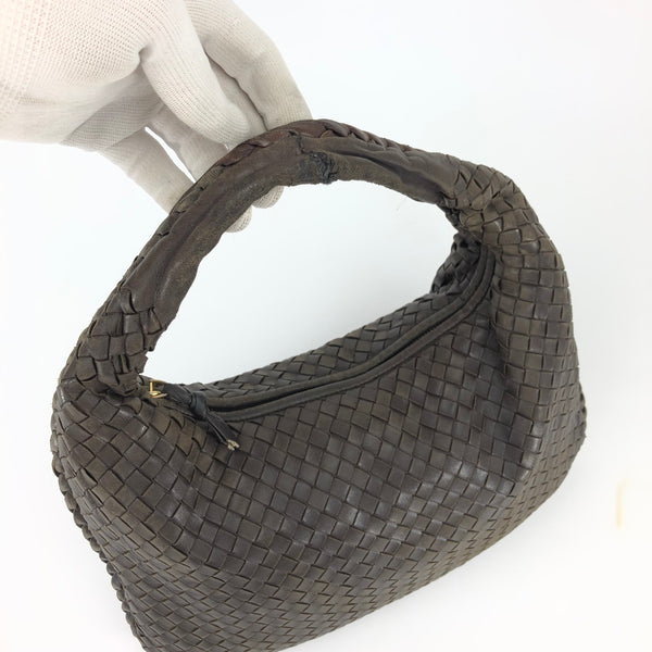 BOTTEGA VENETA BROWN INTRECCIATO SHOULDER BAG