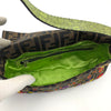 Fendi Zucca Floral Beaded Baguette Bag with Exotic Lizard Detailing