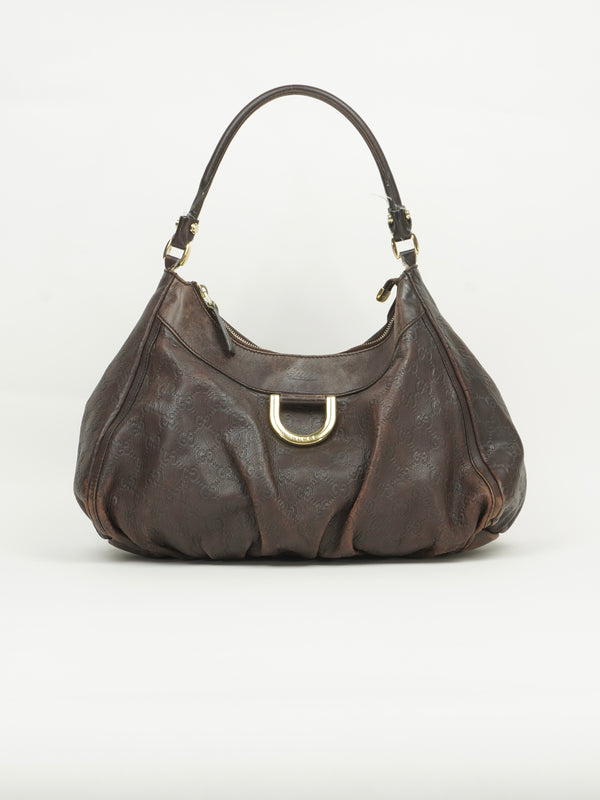 GUCCI MONOGRAM LEATHER ABBEY BAG