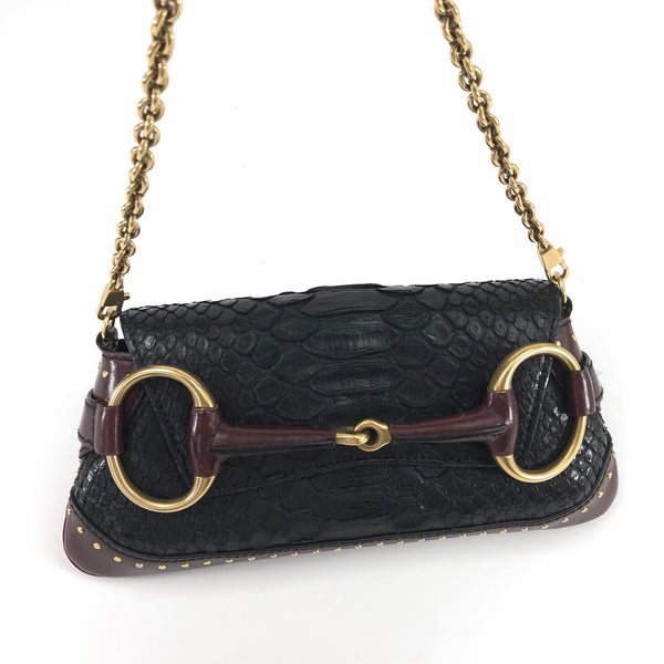 GUCCI TOM FORD HORSEBIT PYTHON CHAIN SHOULDER BAG