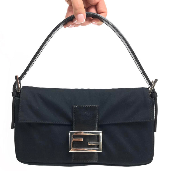 Fendi Jersey Baguette Shoulder Bag in Black
