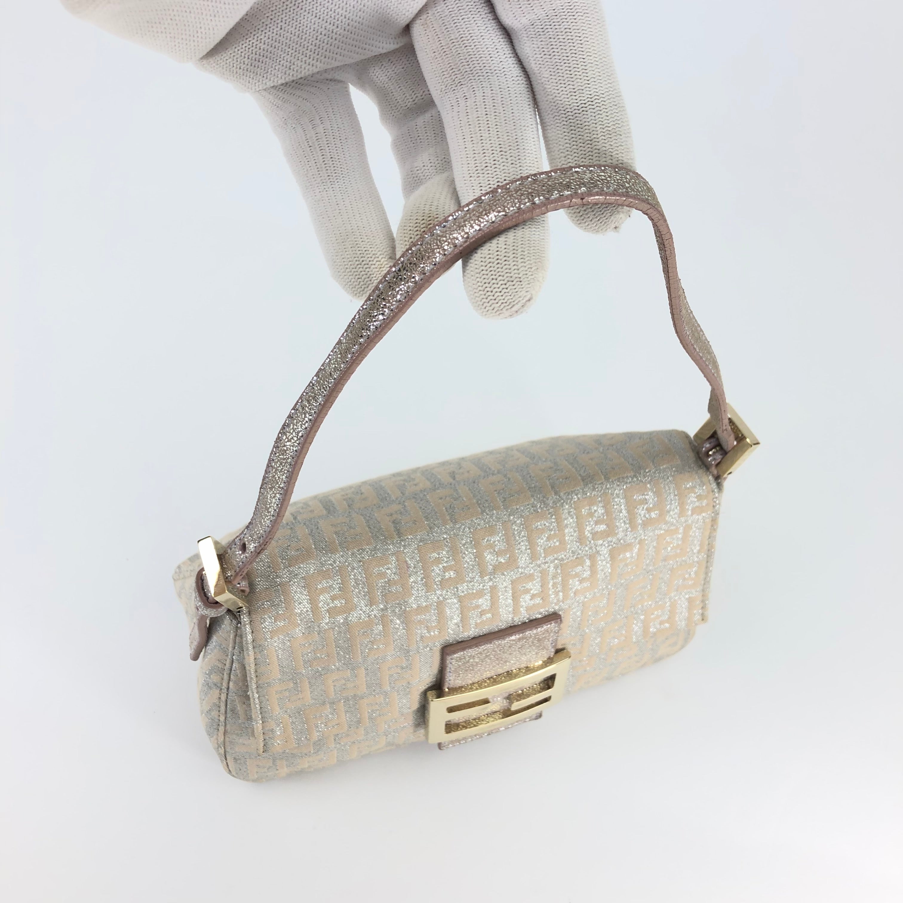 FENDI ZUCCA SHIMMER BAGUETTE BAG