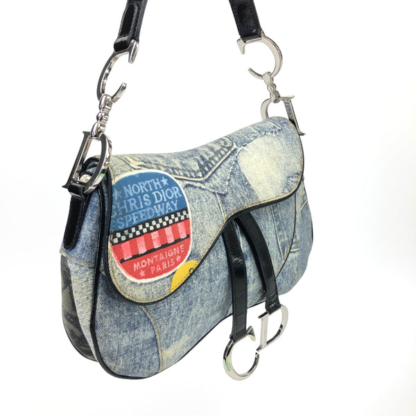 Christian Dior Denim Double Saddle Bag