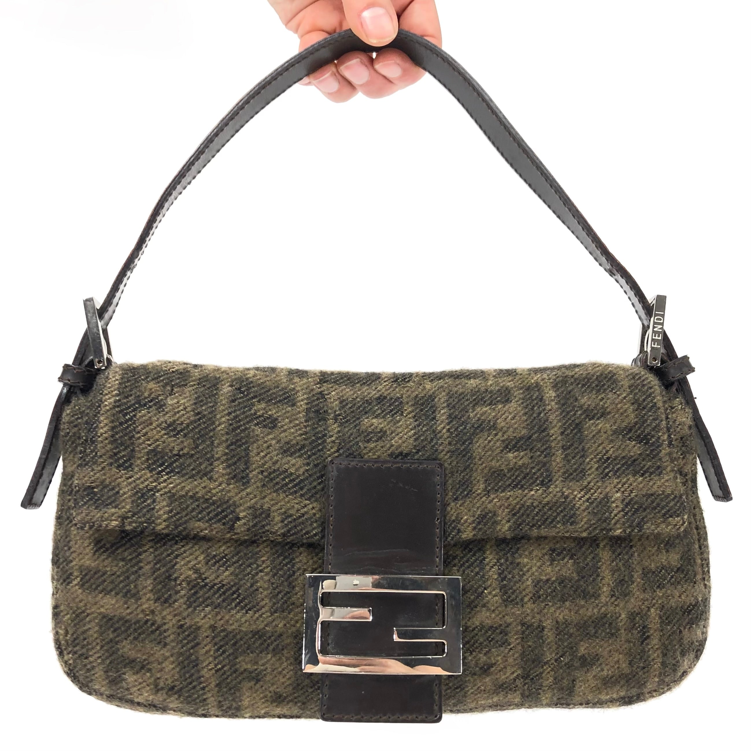 FENDI CASHMERE WOOL BAGUETTE BAG