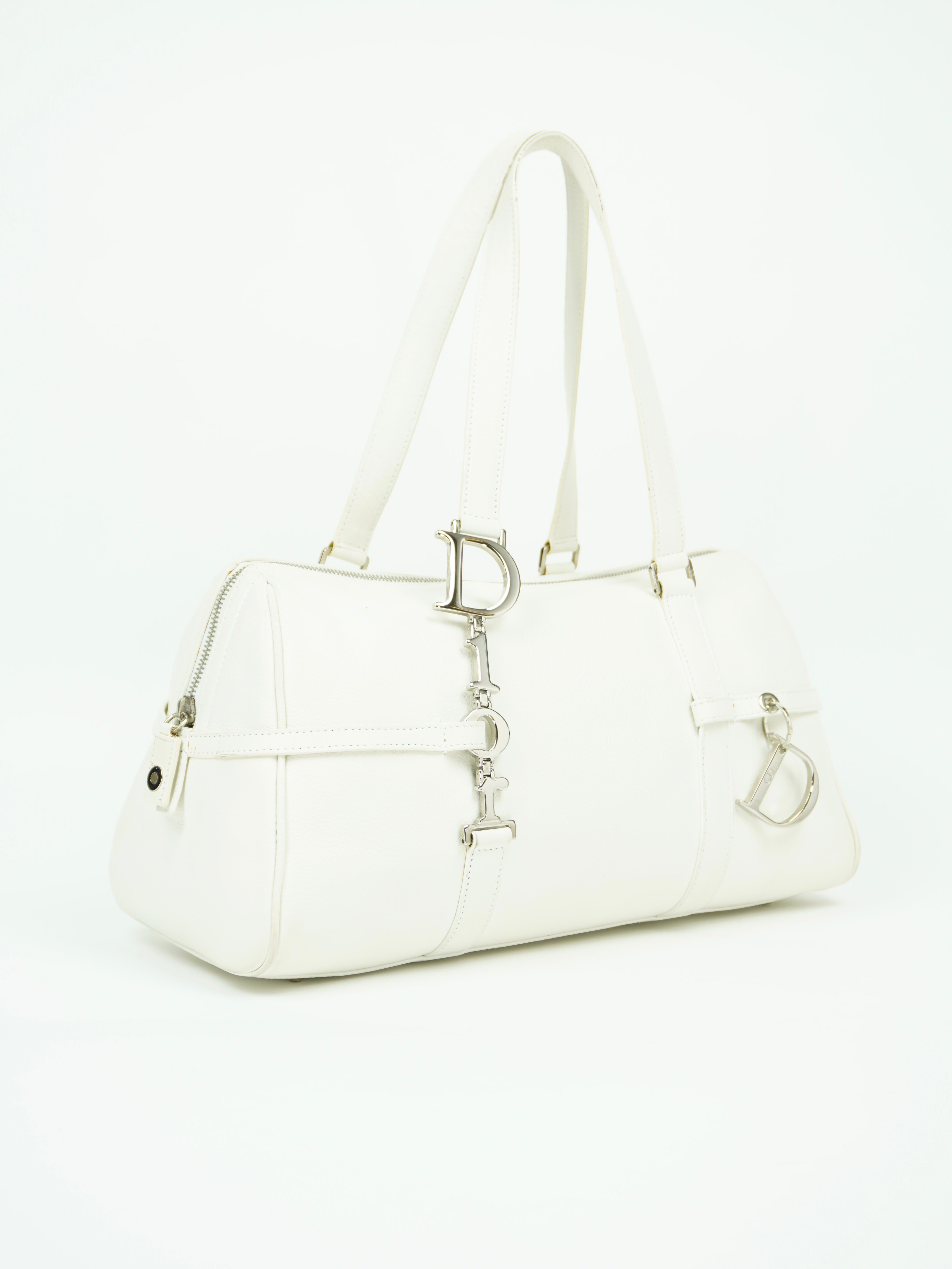 CHRISTIAN DIOR LEATHER BAG WITH SILVER HARDWARE