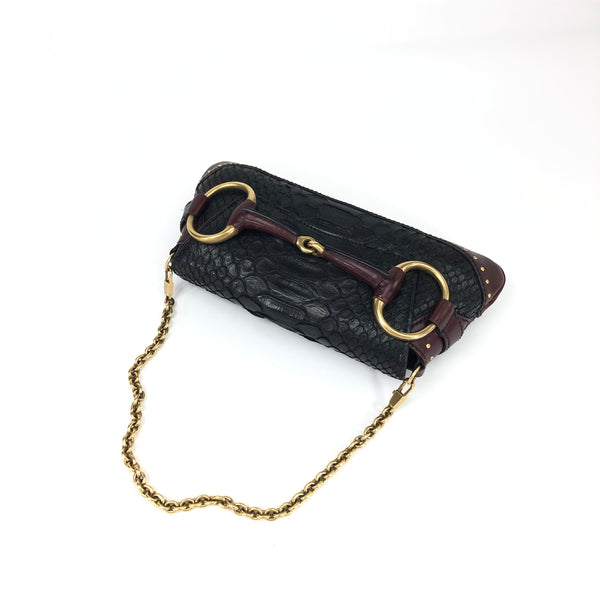 GUCCI TOM FORD HORSEBIT PYTHON CHAIN SHOULDER BAG