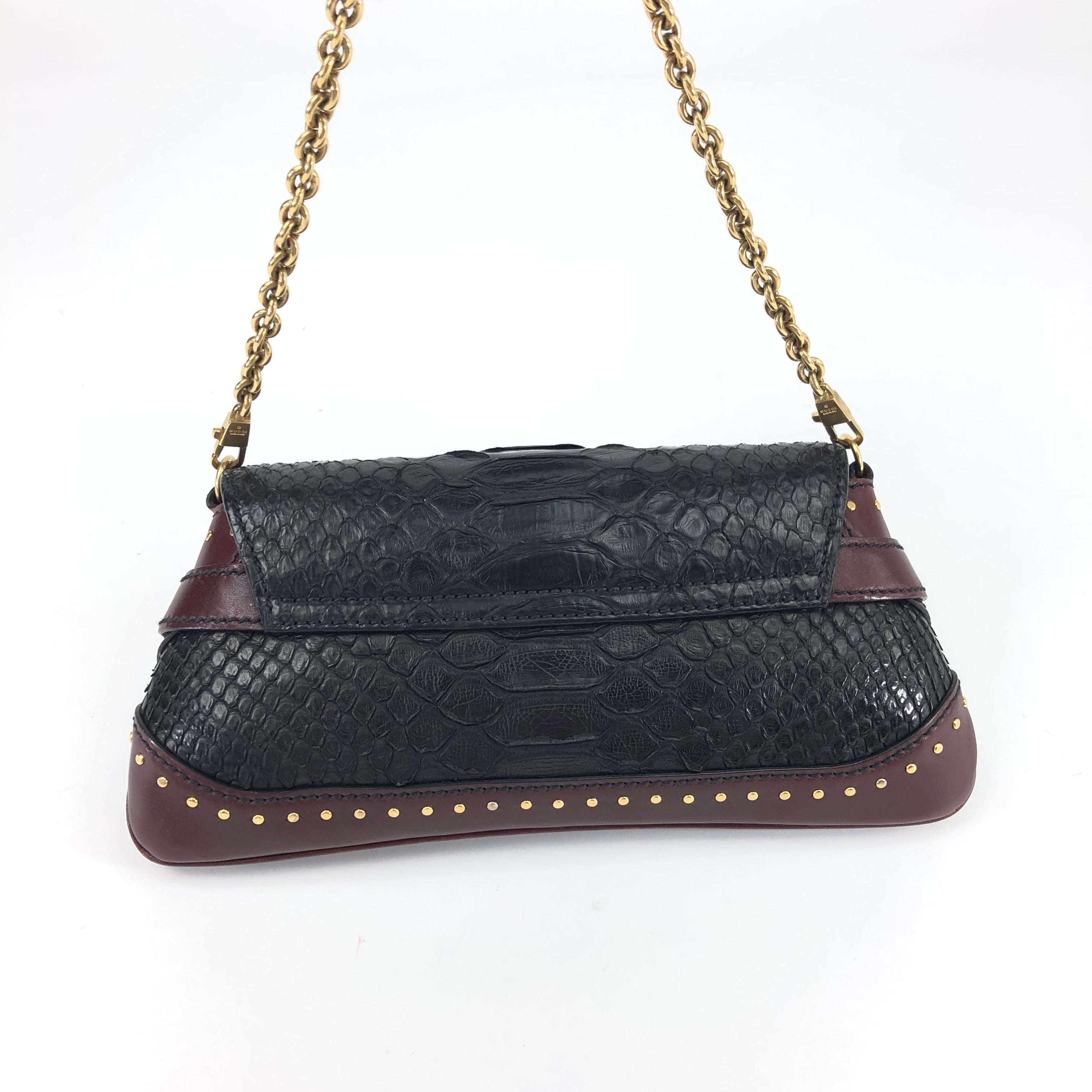 GUCCI TOM FORD HORSEBIT PYTHON CHAIN SHOULDER BAG