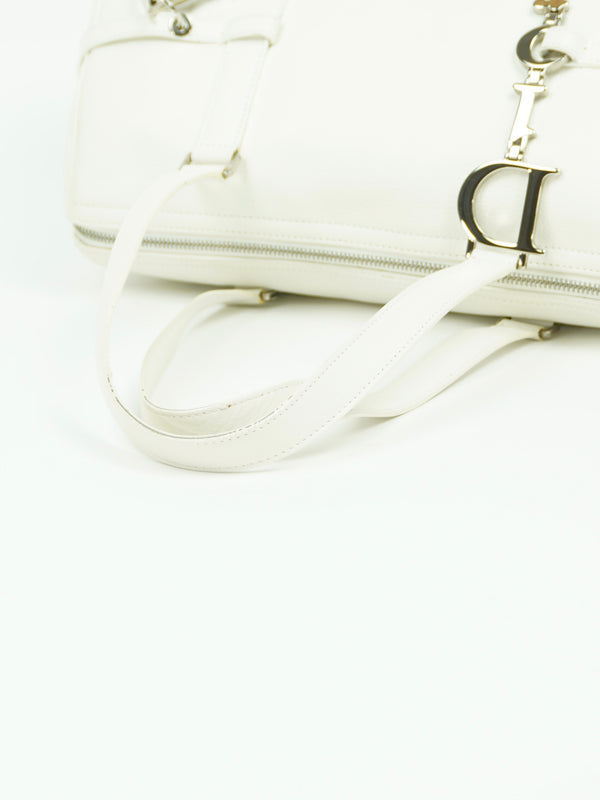 CHRISTIAN DIOR LEATHER BAG WITH SILVER HARDWARE