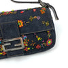 Fendi Denim Floral Beaded Baguette Bag