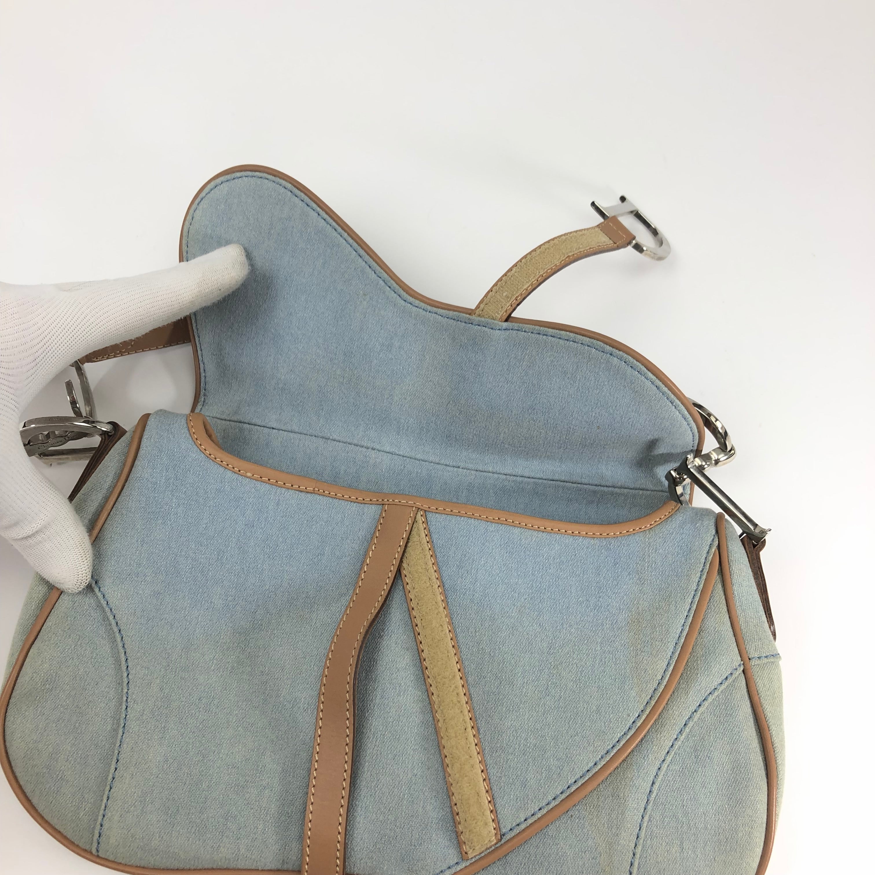 Christian Dior Denim Double Saddle Bag