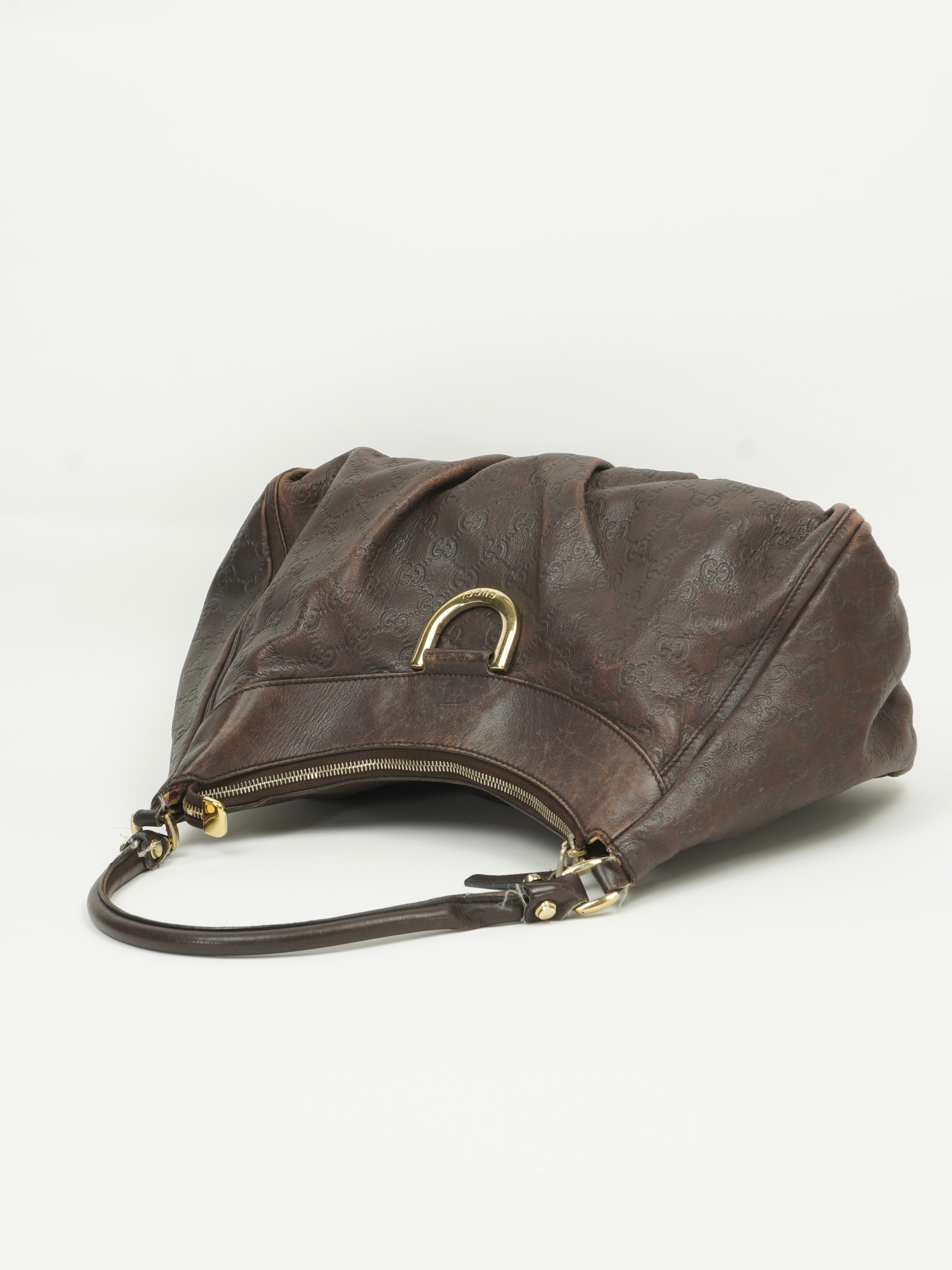 GUCCI MONOGRAM LEATHER ABBEY BAG