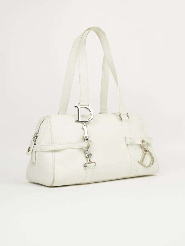 CHRISTIAN DIOR LEATHER BAG WITH SILVER HARDWARE