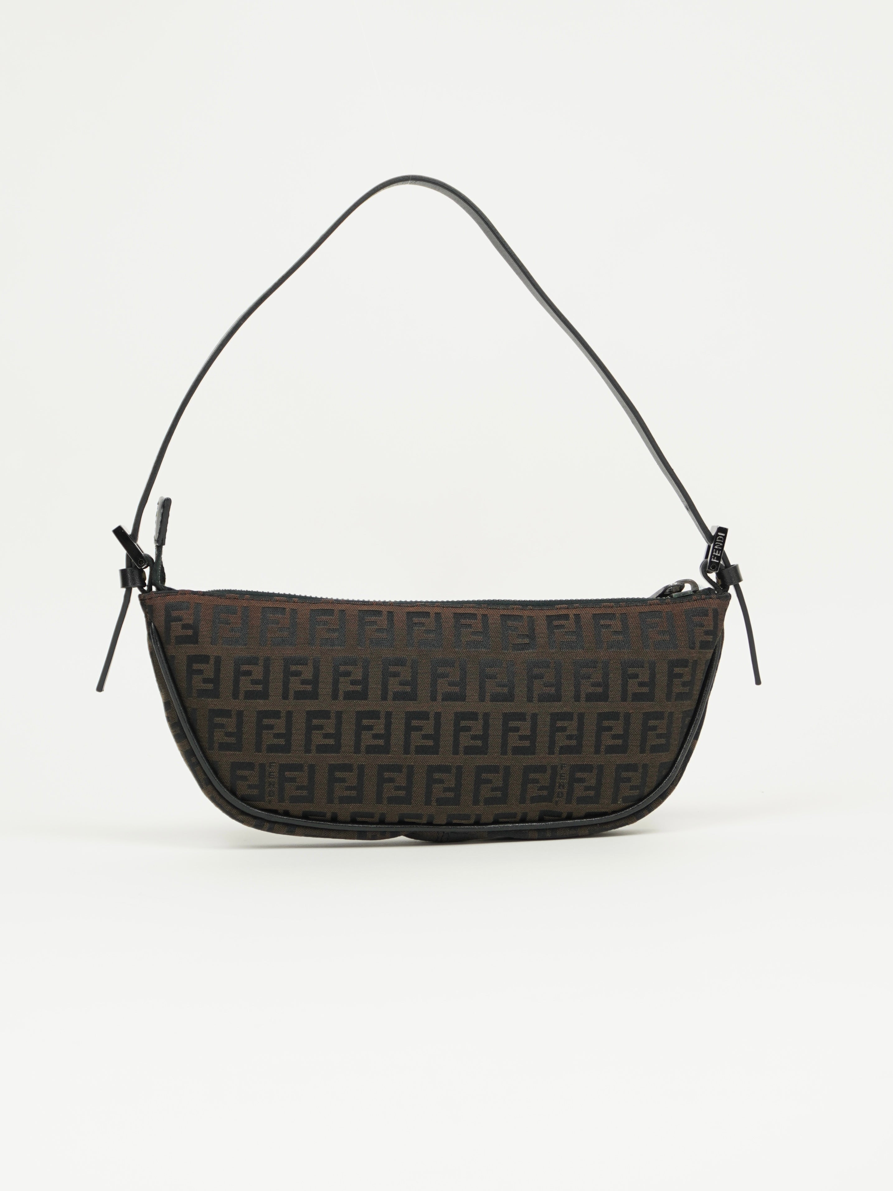 FENDI ZUCCA CRESCENT SHOULDER BAG