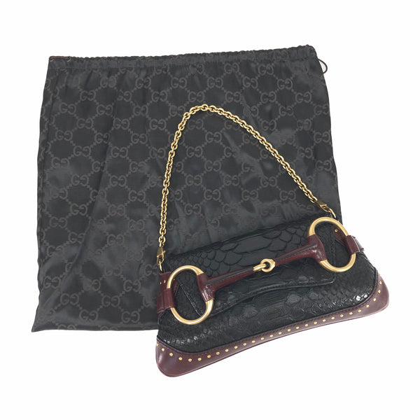 GUCCI TOM FORD HORSEBIT PYTHON CHAIN SHOULDER BAG