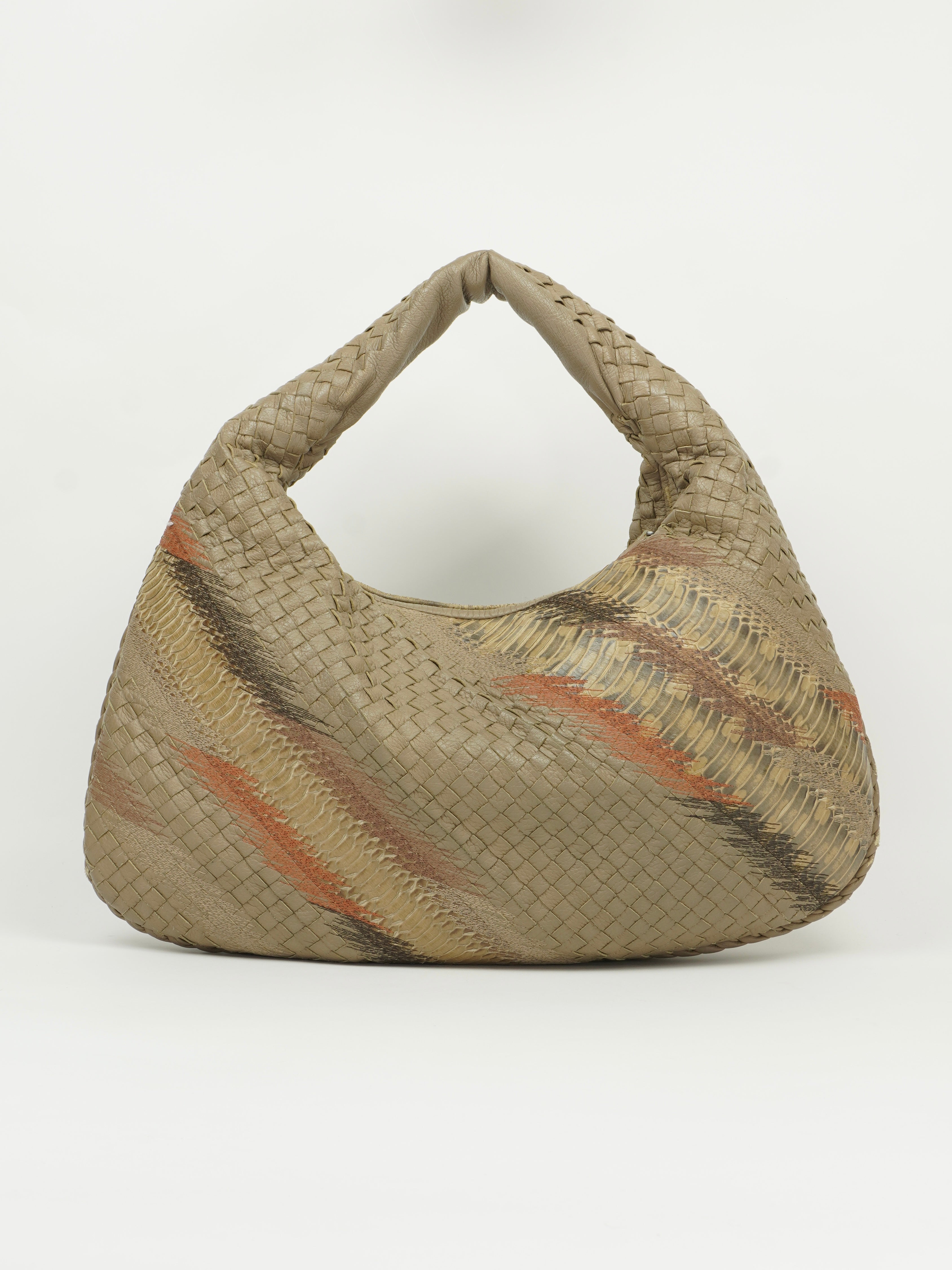 BOTTEGA VENETA SNAKESKIN INTRECCIATO HOBO SHOULDER BAG