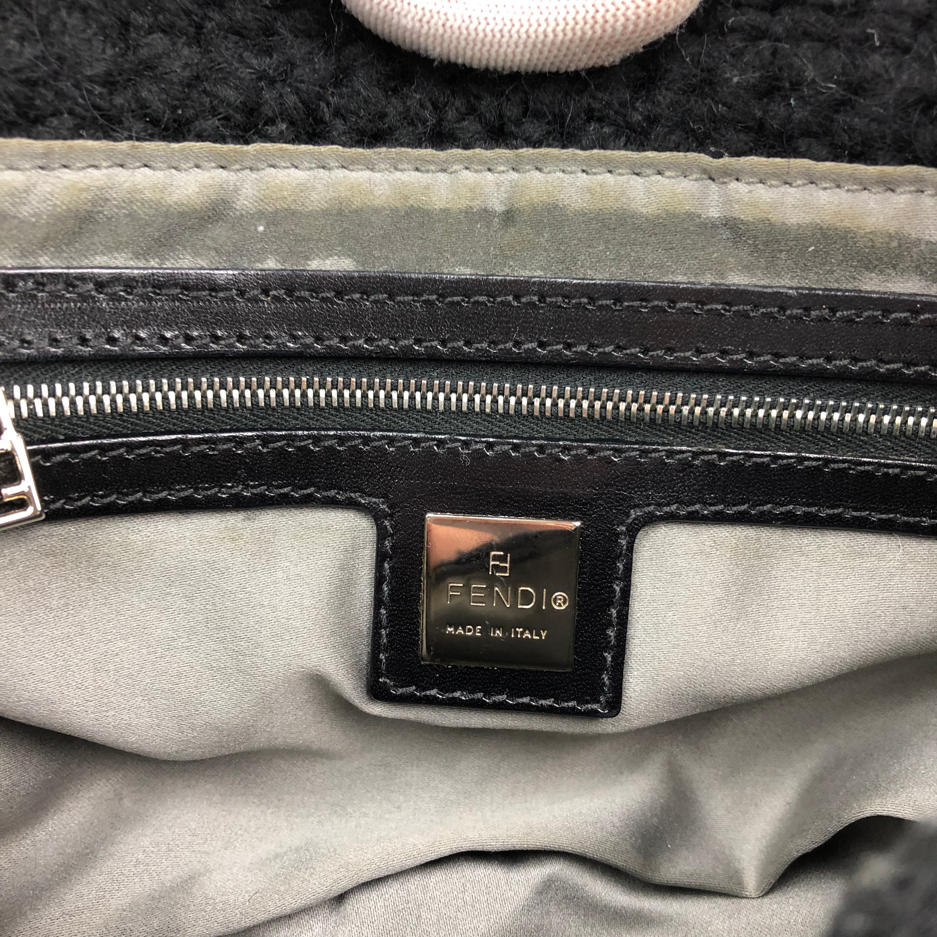 Fendi Cashmere Wool Baguette Shoulder Bag