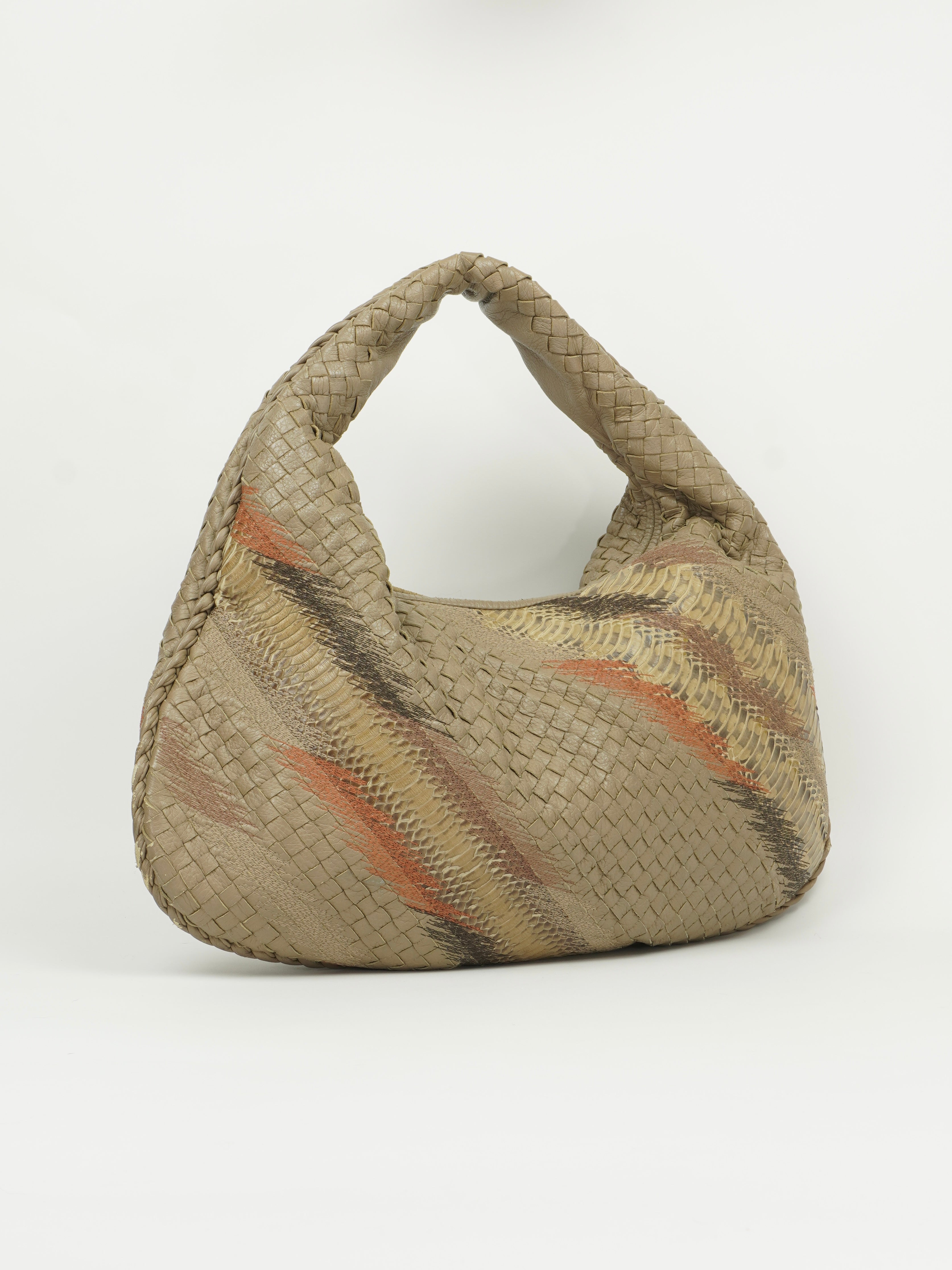 BOTTEGA VENETA SNAKESKIN INTRECCIATO HOBO SHOULDER BAG