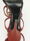 GUCCI RED LEATHER INTERLOCKING G STRAPPY HEELS