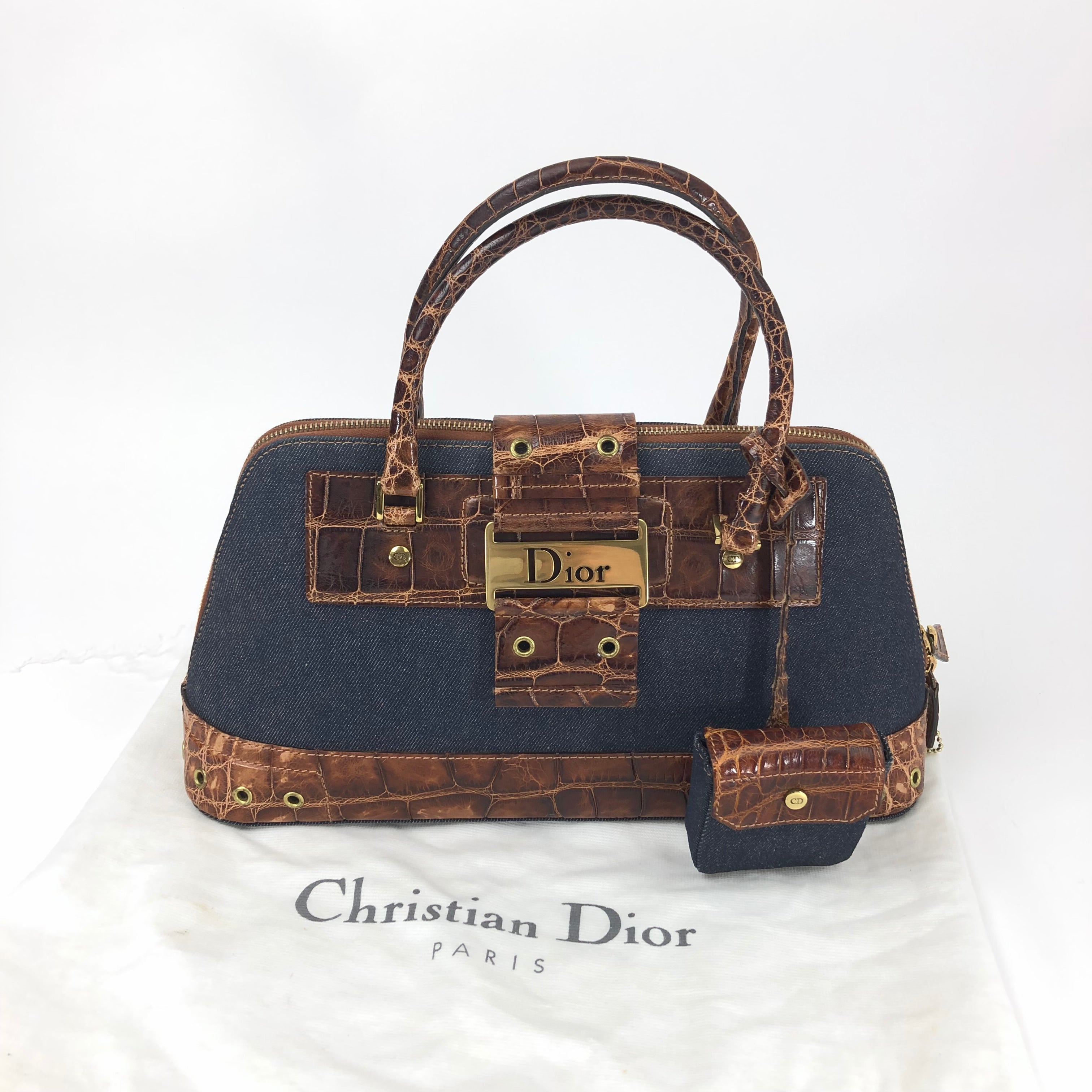 Christian Dior Street Chic Crocodile Denim Bag